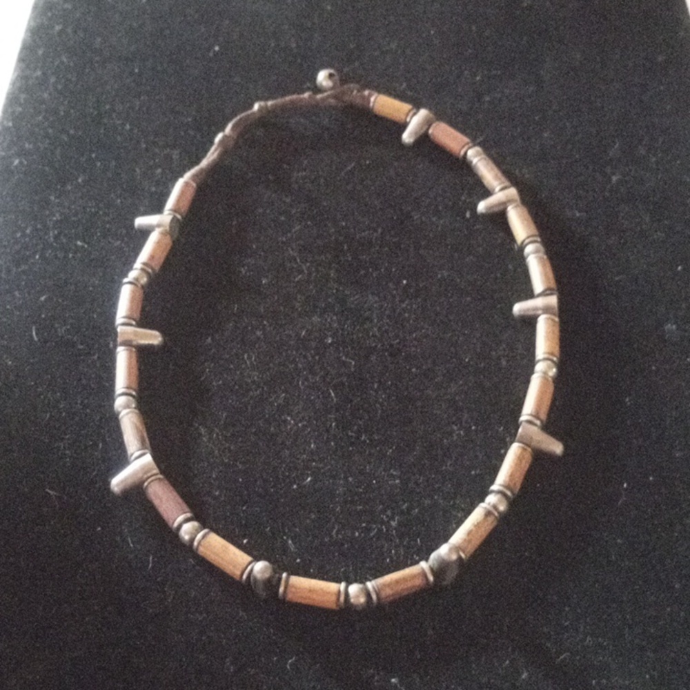 Brown and Silver Tone Beaded Necklace
